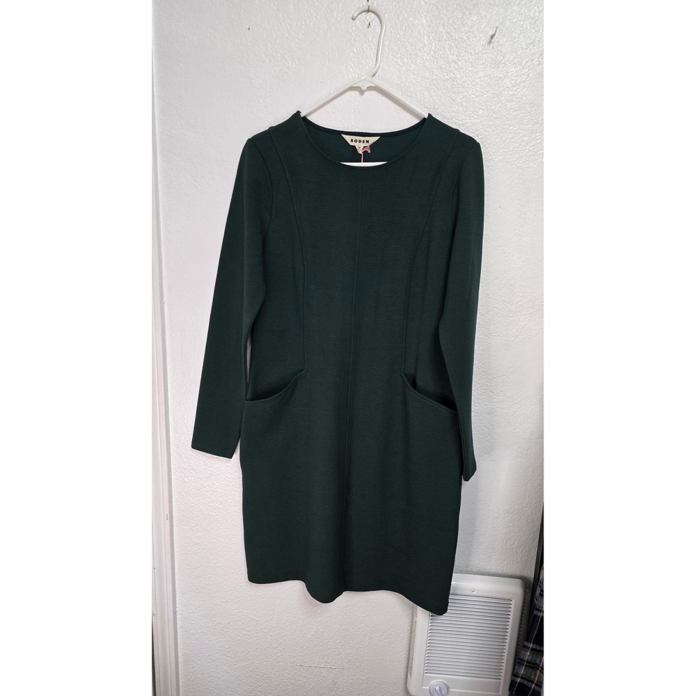 Boden Ottoman Ribbed Dress Womens Size 8 Green New With Tags